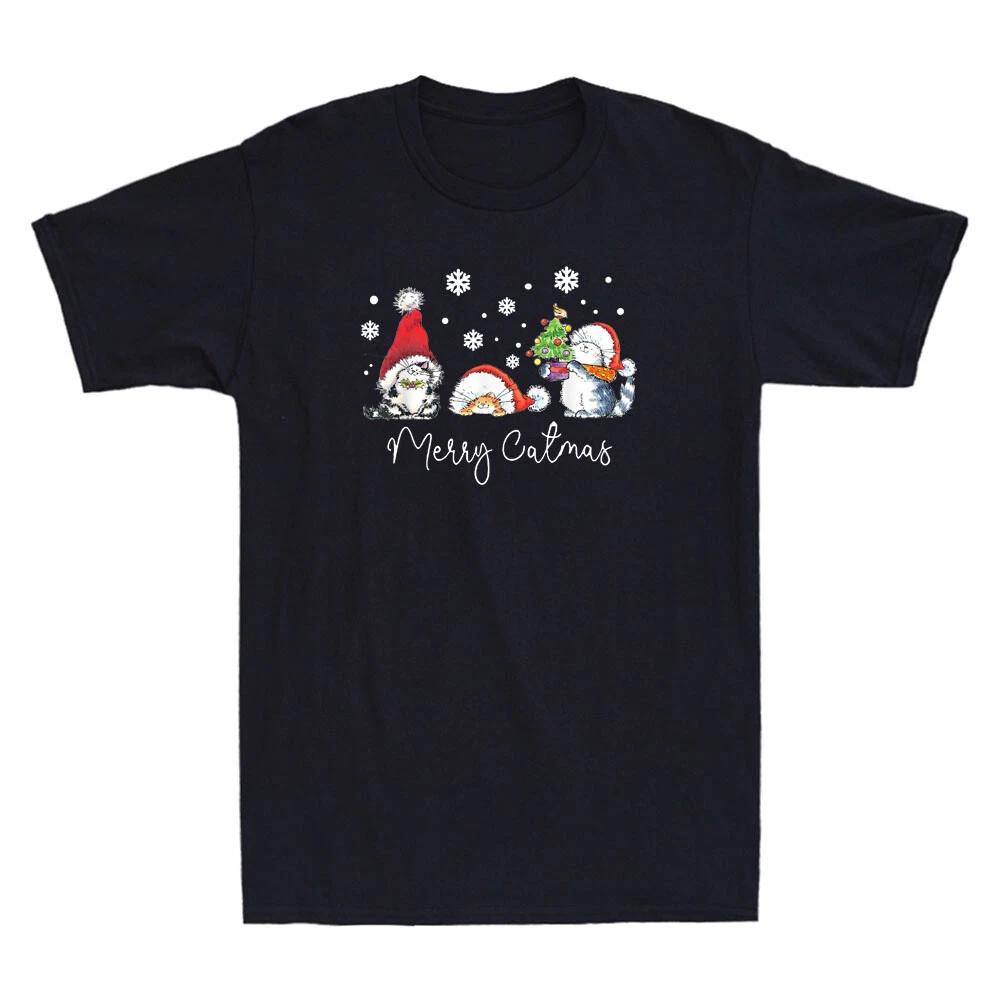 Cats With Santa Hat Merry Catmas Cat Lover Christmas Gift Novelty Men s T-Shirt XS