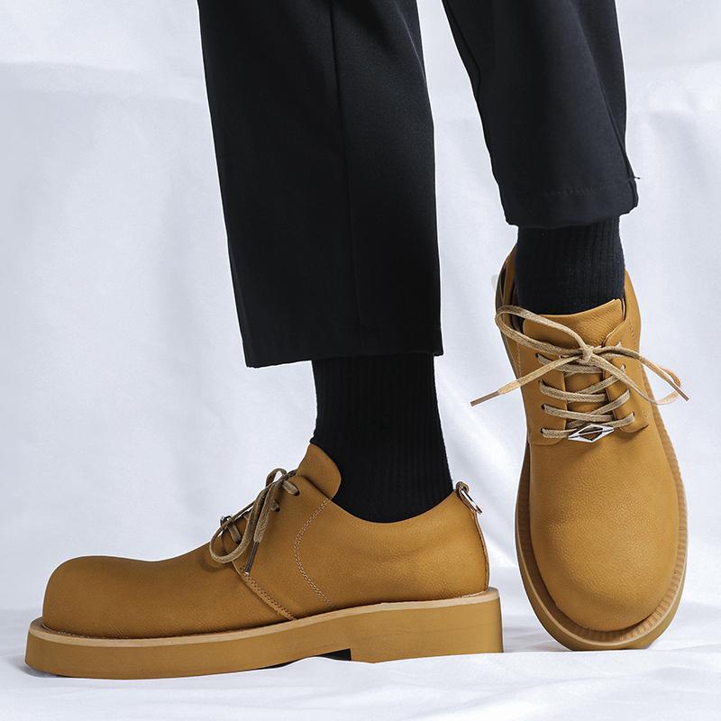 Thick Bottom Mens Leather Shoes lace up fashion Dress Shoes Casual Korea Style Gentleman Elegantes Office Oxford Shoes men
