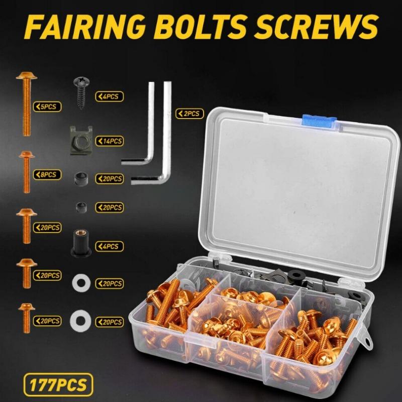 177pcs/Box Screws Aluminum Windscreen Screws Colorful Fasteners Screws Set Motorcycle Fairing Bolt Kit Motorcycle Modified Parts