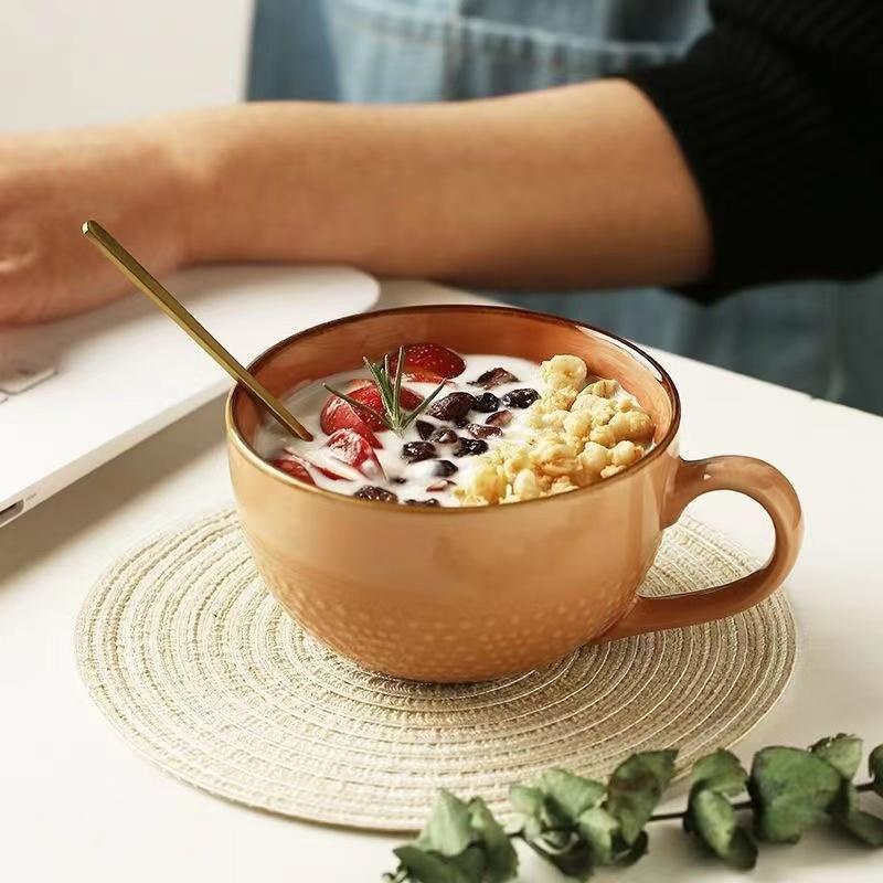 Keramik-Kaffeetasse mit großem Fassungsvermögen für den Haushalt, Trinkgeschirr für das Büro, Salatschüssel mit Instantnudeln, Frühstücksmilch, Haferflockenbecher, 700 ml