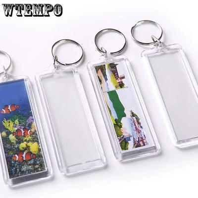 Large Rectangle Transparent Acrylic Keychains Kit Double-sided Blank Photo Frame Pendant Keychains Creative DIY Bookmark Keychains