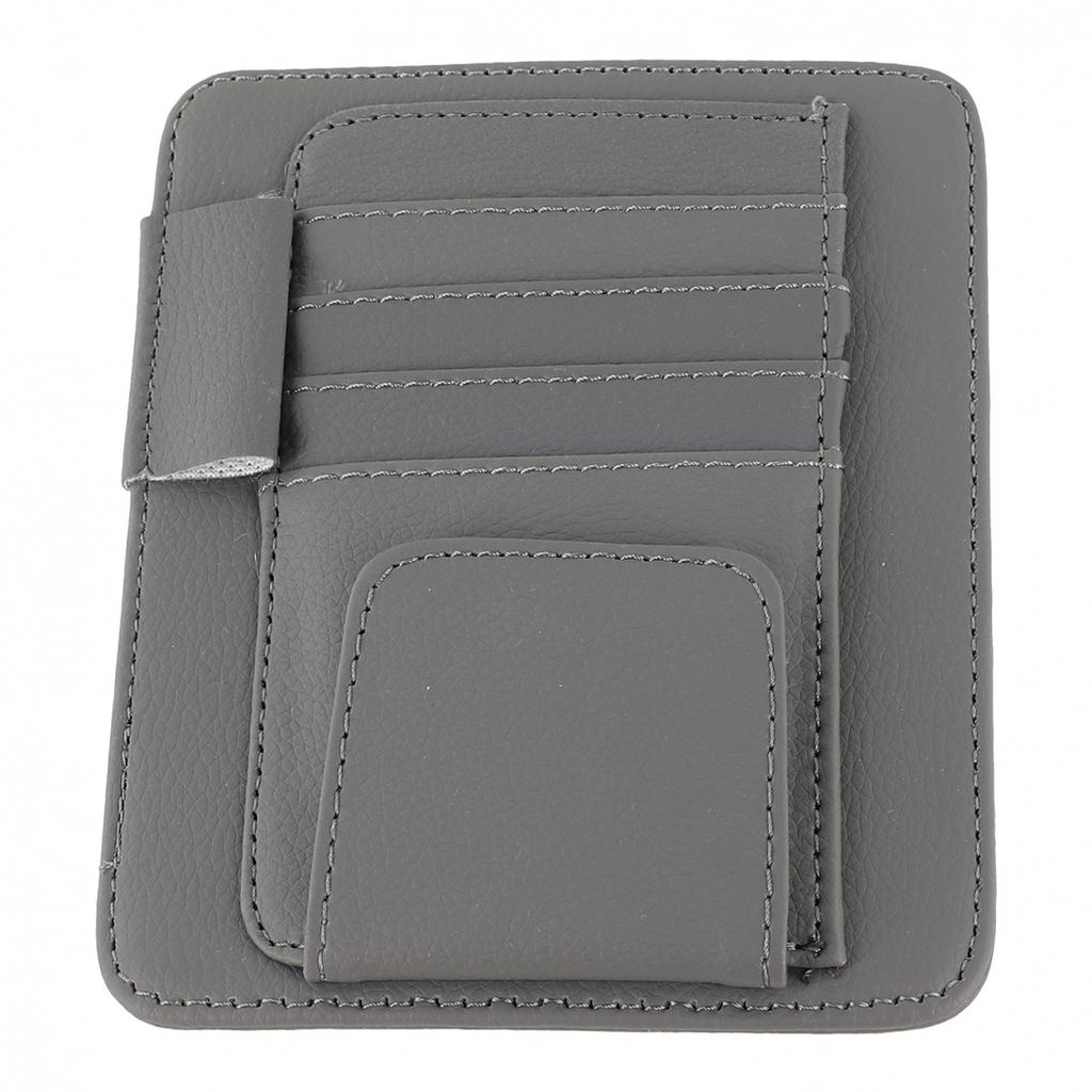 Functional Car Sun Visor PU Leather Storage Pocket Sunglasses Holder
