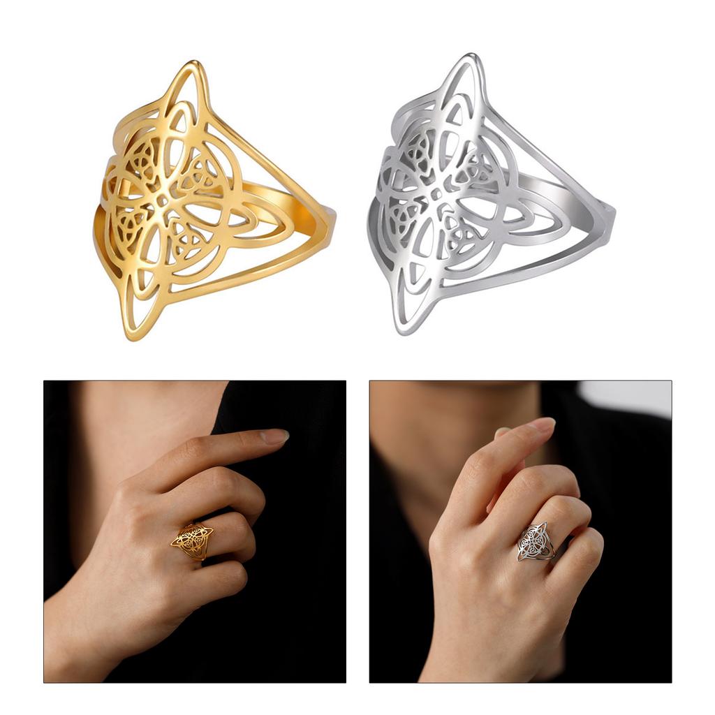 Vintage Hollow Witches Knot Rings Simple Wide Statement Ring Witchcraft Jewelry