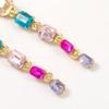 Modeschmuck Farbiger Diamant Quadratisches Glas Diamant Lange Ohrringe Damen Party Ohrringe