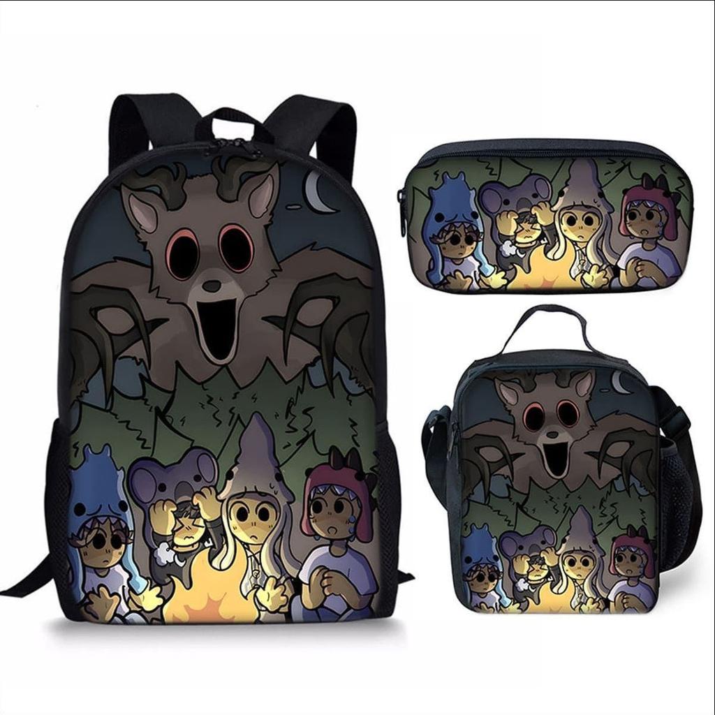 Cool Girls Printing Anime 3Pcs/Set Daily Pack Pupil School Carry Carrier Kid Sweet Outing Backpack Children Birthday Gift