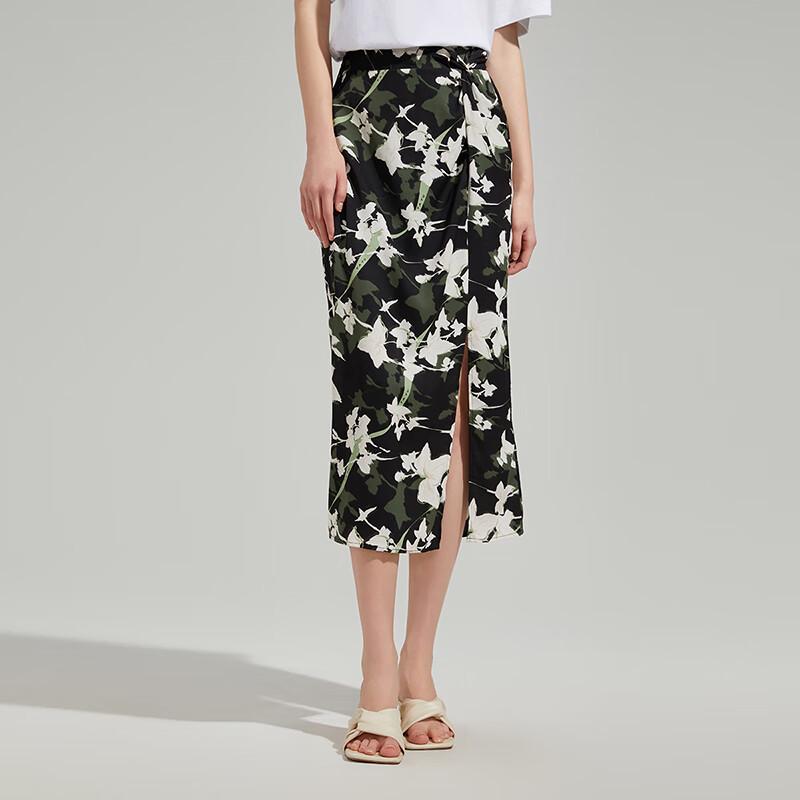 Women's Summer Verdant Floral Midi Skirt