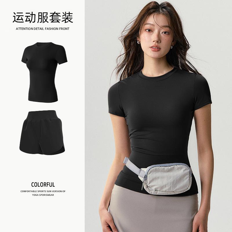 Basic Yoga T-shirt Women's Waist Versatile Fitness Short-sleeved Running Quick-drying Yoga Clothes Tight Top