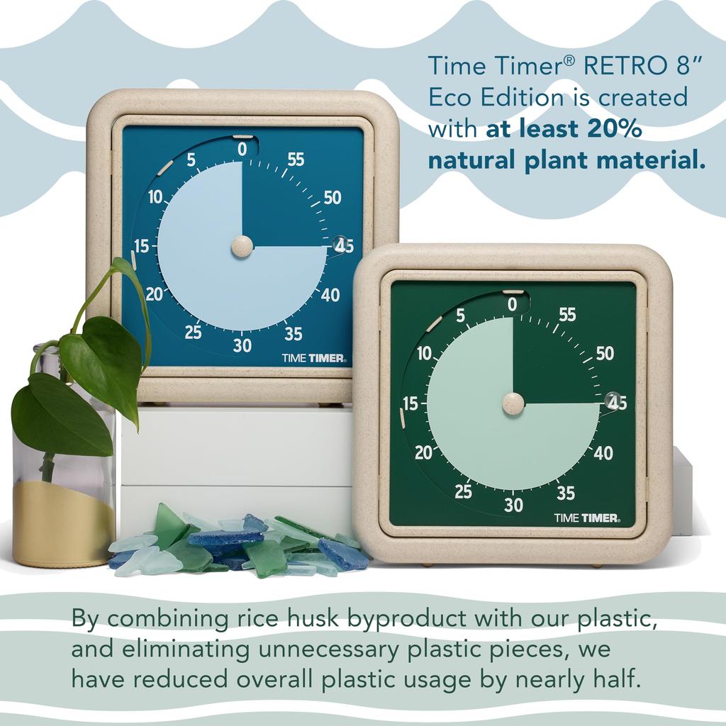 TIME TIMER RETRO Eco Edition 19cm 60-Minute Timer, Water (Blue), Time Management Learning Timer, TTA1-EW-W, Authentic Product