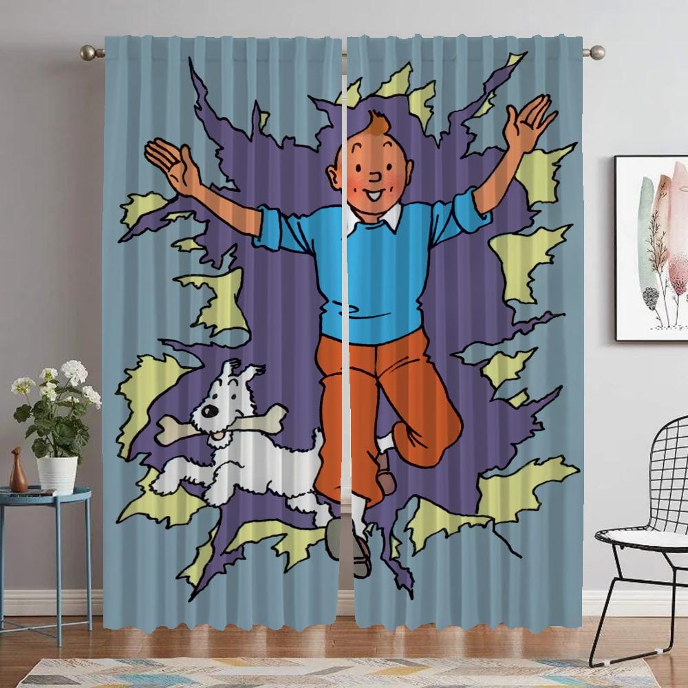 

Приключения Тинтина Шторы для гостиной Шторы для комнаты 2-х панельные шторы Украшения на Хэллоуин Домашний интерьер Шторы W50xH70cmx2pcs-CL