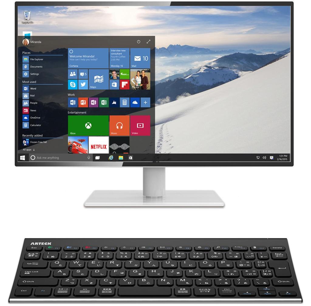 Arteck Wireless Keyboard, Japanese Layout, Multi-Device, Stainless Steel, Bluetooth Keyboard, Portable Design, Bluetooth Compatible with iOS,