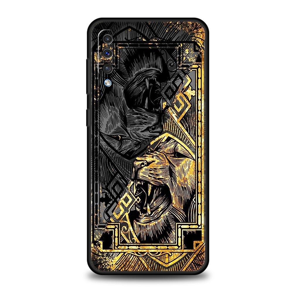 Cross Pattern Bicolor Lion Phone Case for Samsung Galaxy A56 A36 A26 A16 A34 A24 A42 A22 A20 A12 A40 A30 A10 5G Soft TPU Cover