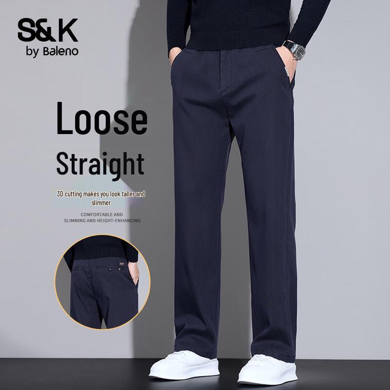 Baleno Men's S&K Loose Straight Casual Trousers