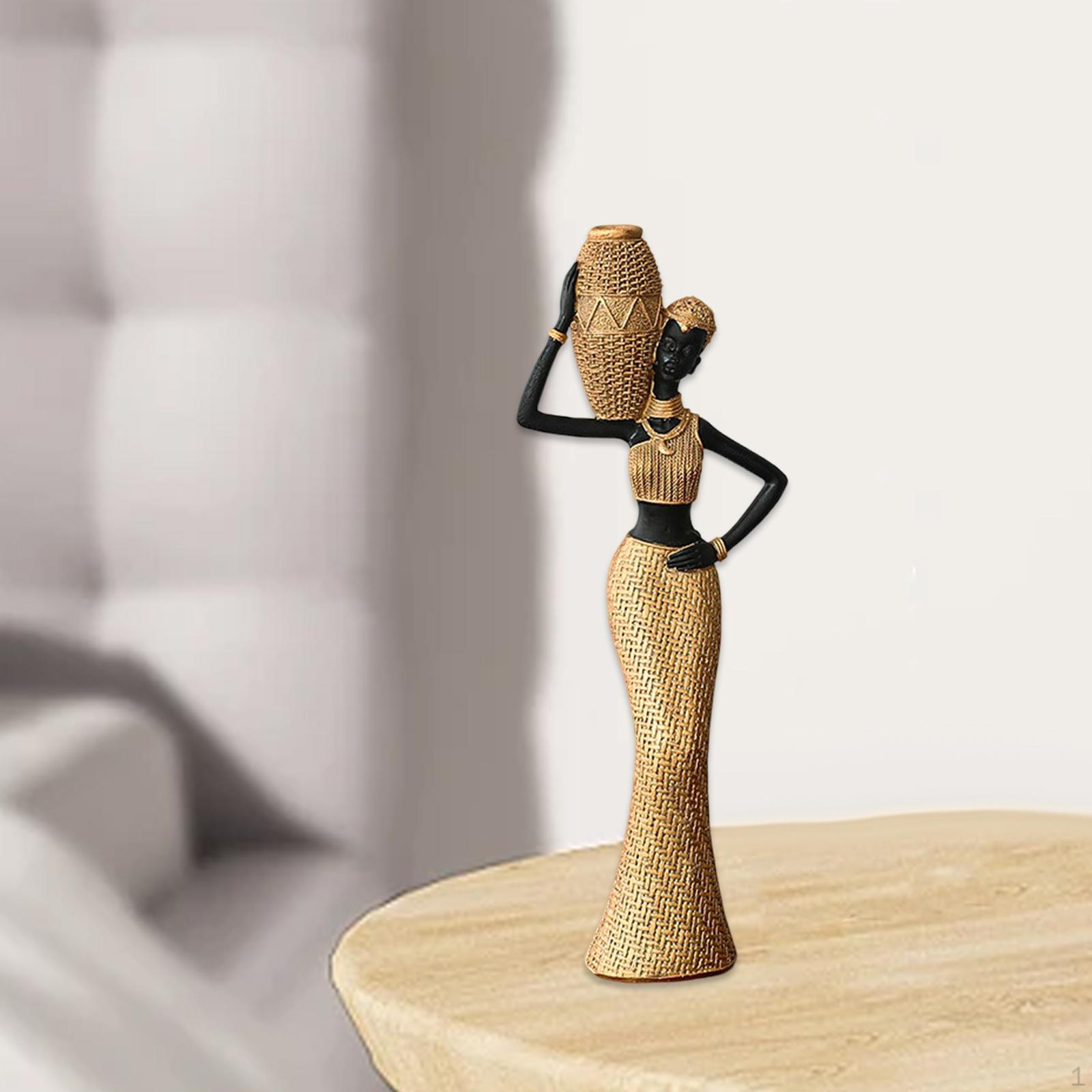 

African Artwork Woman Figurine Desktop Decoration for Home Display Decor Multifunctional Collectible Style C