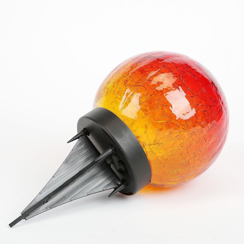 Solar Red Crackle Glass Ball Light - Waterproof Outdoor Garden & Lawn Decor