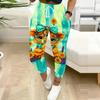 Summer Ladies Abstract Print Sweatpants Loose Fit Drawstring Joggers Elastic Cuff Daily Casual Pants