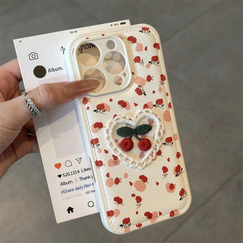 Cartoon embroidery plush cherry iPhone11promax Apple 11 mobile phone case 11 all-inclusive 11 drum bag 11 air cushion