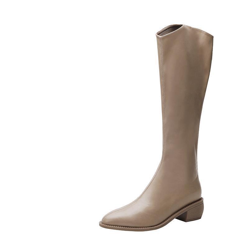 Fashion Shoes for Women Biker Black Long Pointed Toe Winter Knee High Shaft Footwear Ladies Boots Work Gothic Chic and Elegant Cosplay