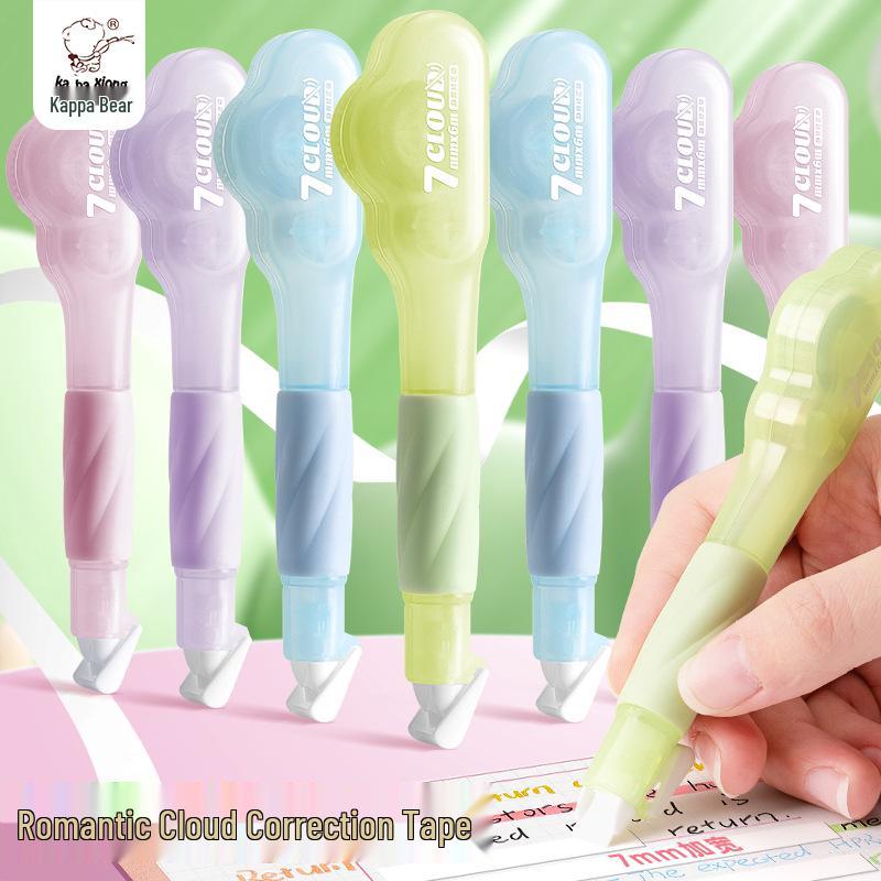 Pen-Style High-Capacity Correction Tape with Push-Button Design, Silent Operation, for Students