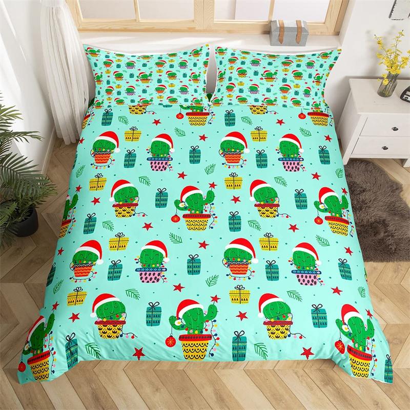 Christmas Duvet Cover Boys Christmas Gingerbread Man Bedding Set Microfiber New Year Quilt Cover Set Xmas Theme Bedspread Cover