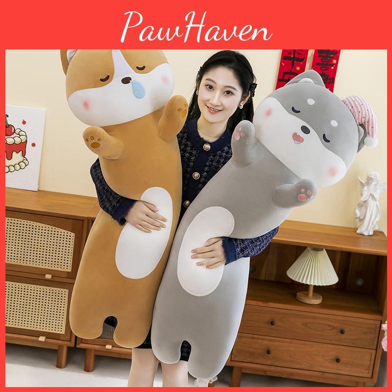 Sleeping Shiba Cap Inu Dog Plush Toy Stuffed Pillow Animal Doll Bedroom Decor