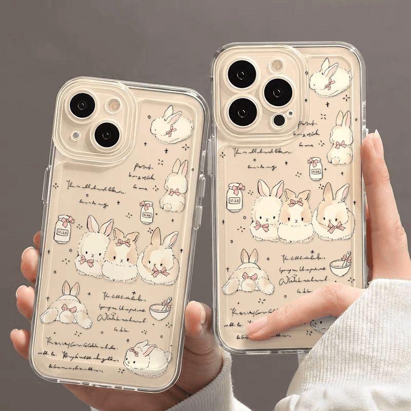 Fairy Tale Rabbit Bunny Clear Phone Case For iPhone 17 16 15 11 12 14 13 Pro Max Mini 7 8 Plus SE4 17E Cute Animal Covers Fundas