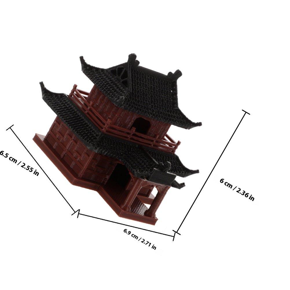 Miniature Pagoda Statue Ancient Architecture Chinese Pavilion Handcrafted Decor Bonsai Aquarium Garden Ornament коричневый