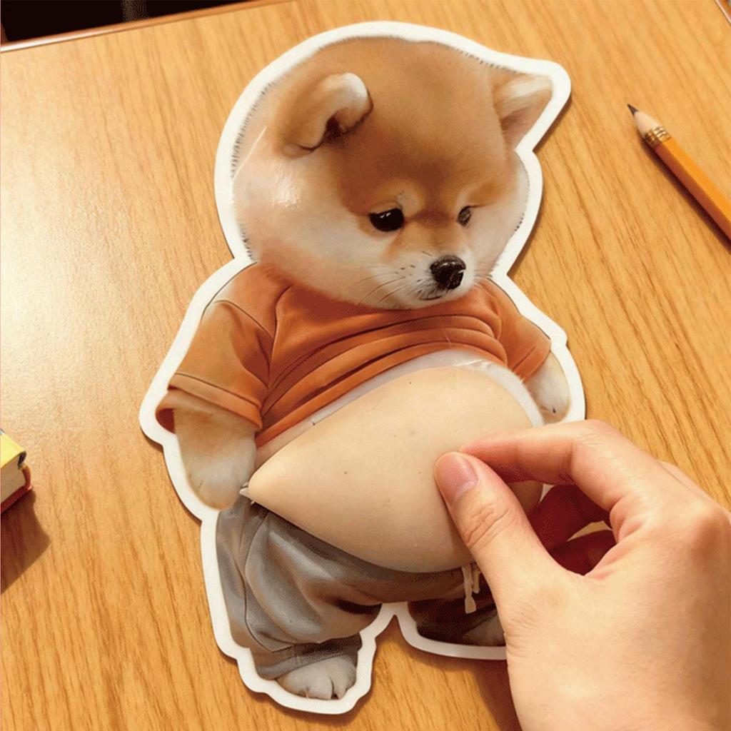 3D Stickers 3D Shiba Inu Dog Belly Sticker Cute puppy wearing orange outfit Self-Adhesive Decals Stickers Phone home Decor