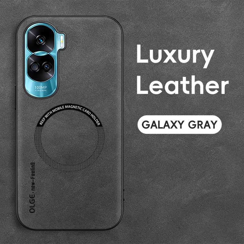 

Магнитный ретро кожаный мягкий чехол для Honor 90 Lite Honor90 Lite 5G Беспроводная зарядка Чехол для телефона For Honor 90 Lite серый