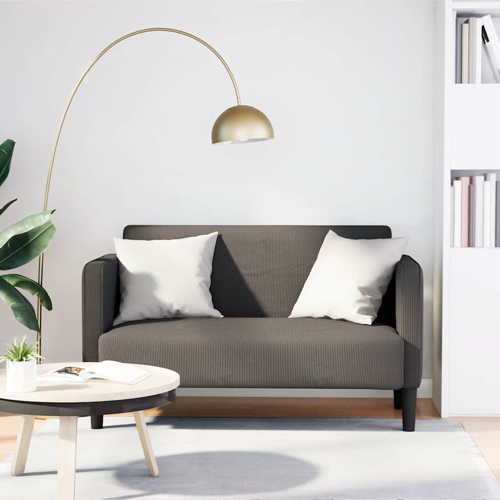 Two Seater Sofa Light Grey 109 cm Cord Fabric