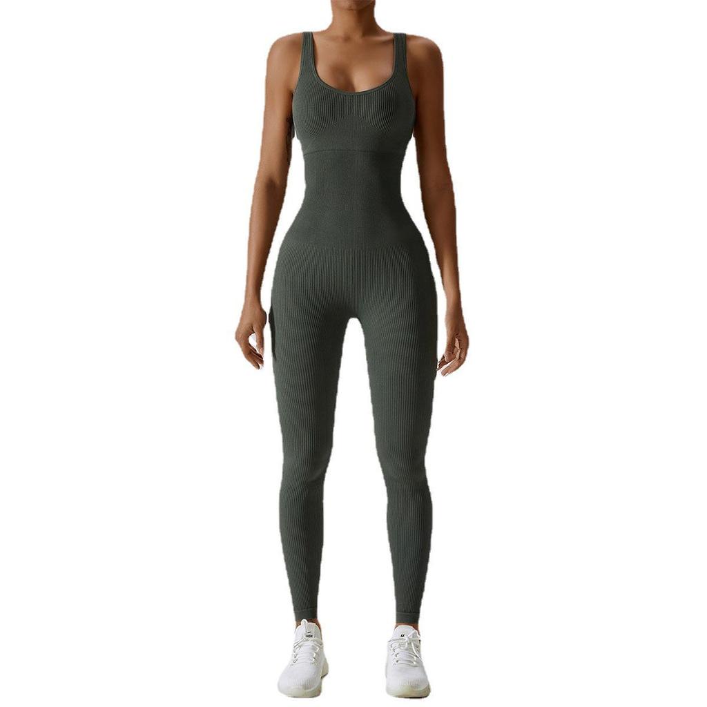 European and American Seamless Knit Yoga Jumpsuit - One-Piece Vest and Long Pants Sportswear