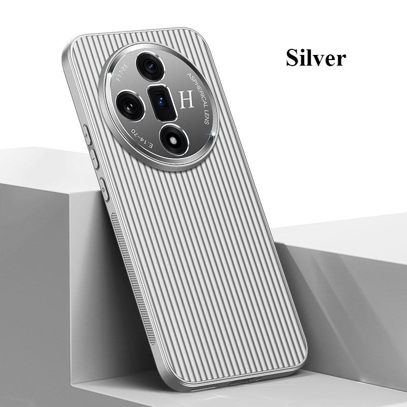 

Для Oppo Find X7 X6 Pro Ultra Metal Lens All inclusive Protector Straight Edge Corgugation Non-slip Shockproof PC Case Back Cover Shell Find X7 Ultra срібний