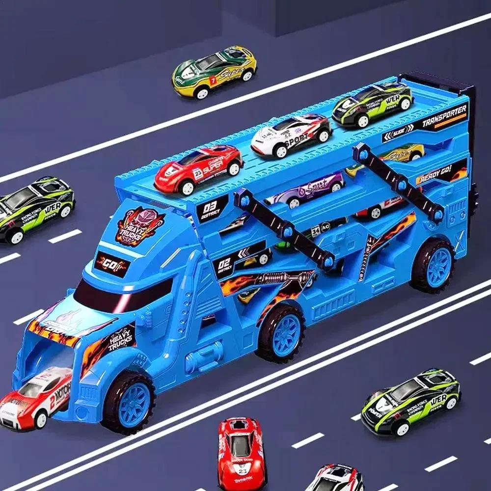 Großer Kinder-LKW, Verformungstransporter, Autospielzeug, Auswurf-Rennstrecke, Transport-LKW, Klappbahn, Rennfahrzeug-Spielzeugset