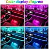 6 In 1 Car Led Strip Lights With App Control, RGB Colors Interior Car Lights, Ambient Led Lighting Kit, 4 Light Flashing Modes, USB Neon Accessories