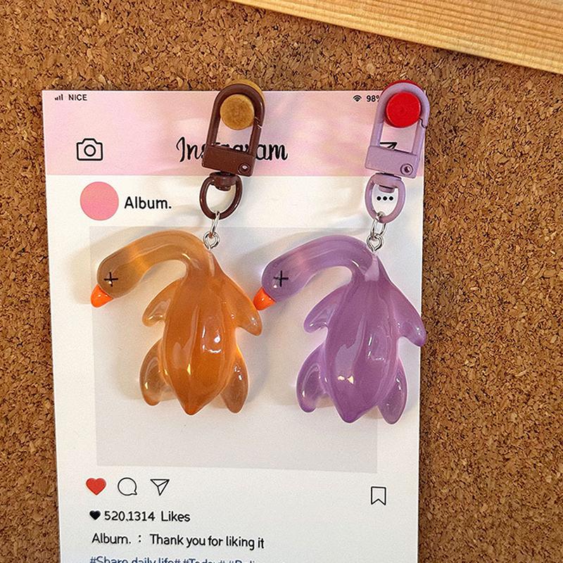 2Pcs Creative Color Change Duck Keychain  Colorful Roast Duck Keychain Novelty Cute Backpack Decoration Accessories Gifts