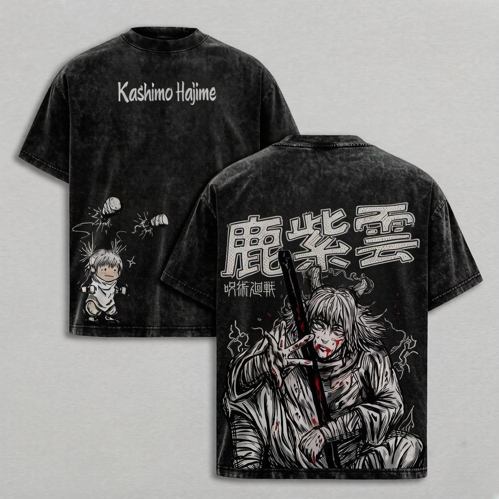 

Jujutsu Kaisen Kashimo Hajime T-shirt Vintage Washed Tshirt for Men s Unisex Clothing Casual Short Sleeve Tops S