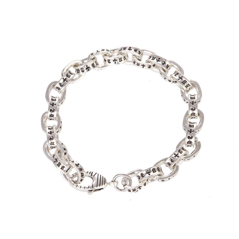 Crowe Cross Bracelet Hip Hop Trend Punk Retro Thai Silver Hipster Personality Couple Bracelet