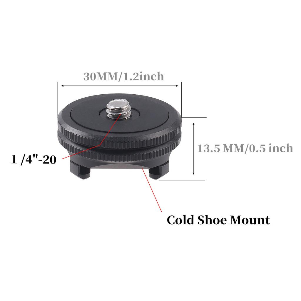 Cold Shoe Mount Adapter 1/4in Aluminium Alloy Flash Speedlight Shoe Mounts for Camera
