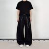 Unisex Loose Fit Straight Leg Denim Pants With Embroidery Detail Mid-Rise Cotton Jeans Daily Wear