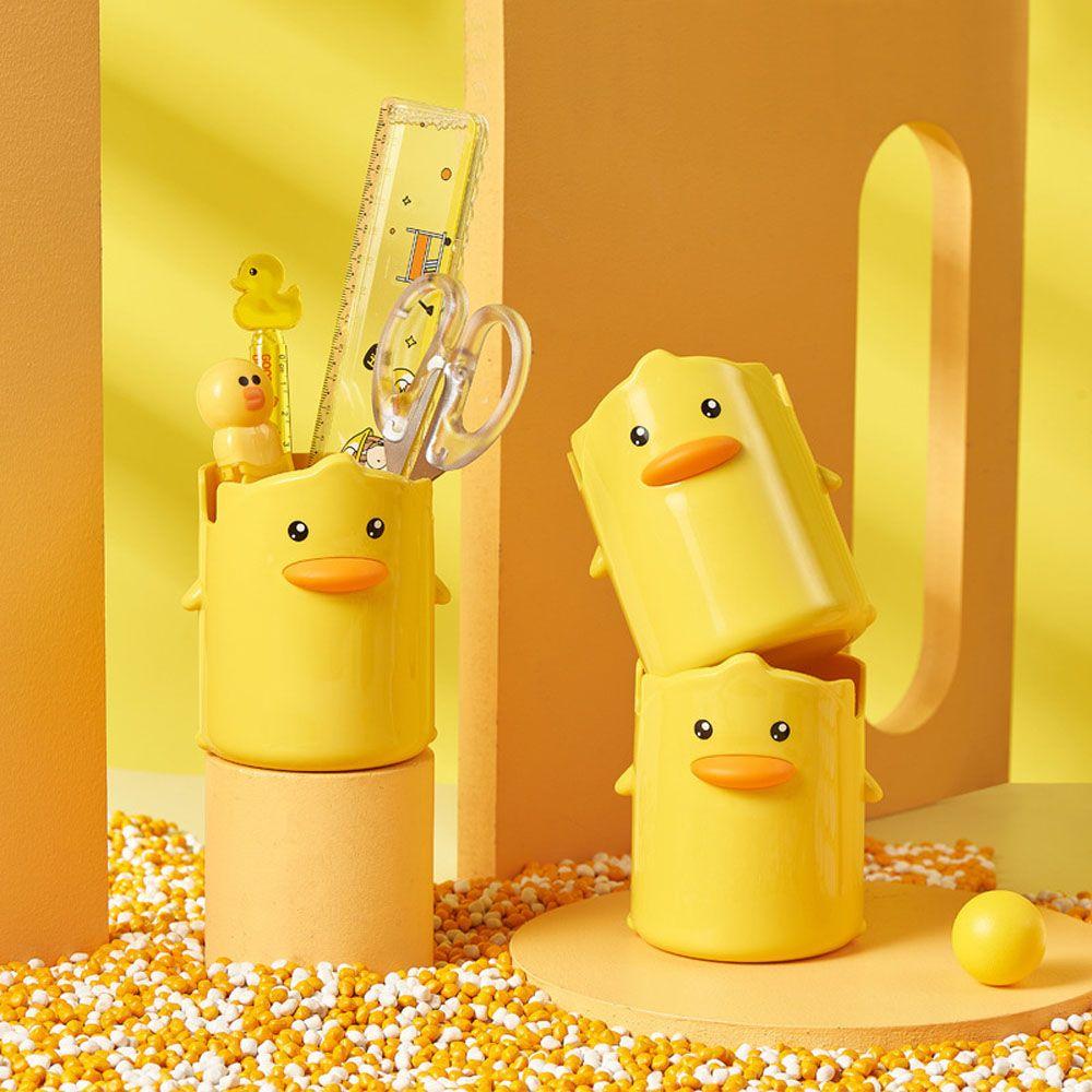 School Accessories Student Stationery Pencil Case Desktop Storage Box Yellow Duck Pen Holder