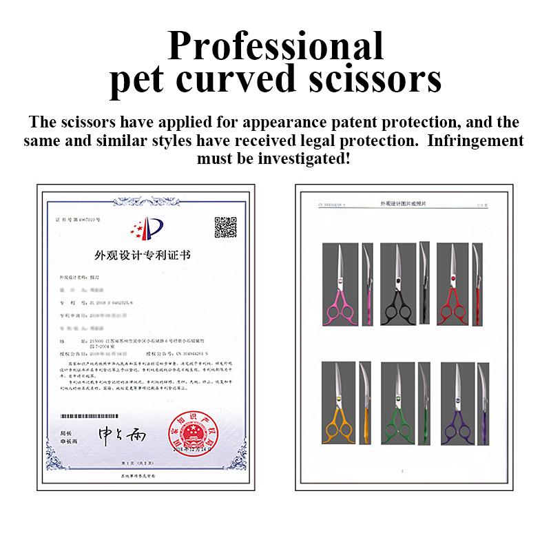 Fenice 6.5 inch Professional Dog Grooming Down Curved Scissors Colorful Shears Groomer Tools Japan 440C Set with Comb and Bag 1