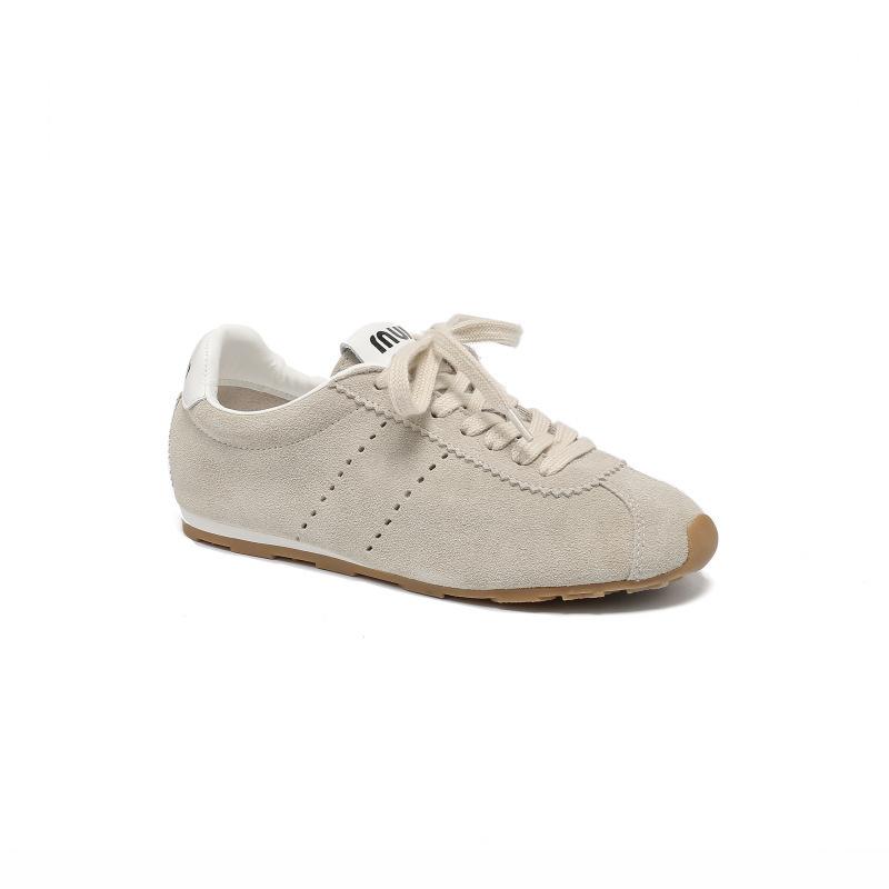 Leather retro women's spring and summer new versatile soft-soled casual sports board shoes flat-soled white shoes women