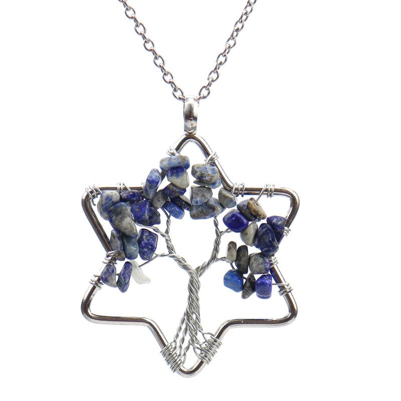 Handmade Wire-Wrapped Tree of Life Necklace with Crystal Chip Pendant