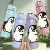 1PC Cute Penguin Bird 750ml Color Plastic Sports Water Bottle Leakproof Flip Straw Lid Suitable for Sports Office Home Use