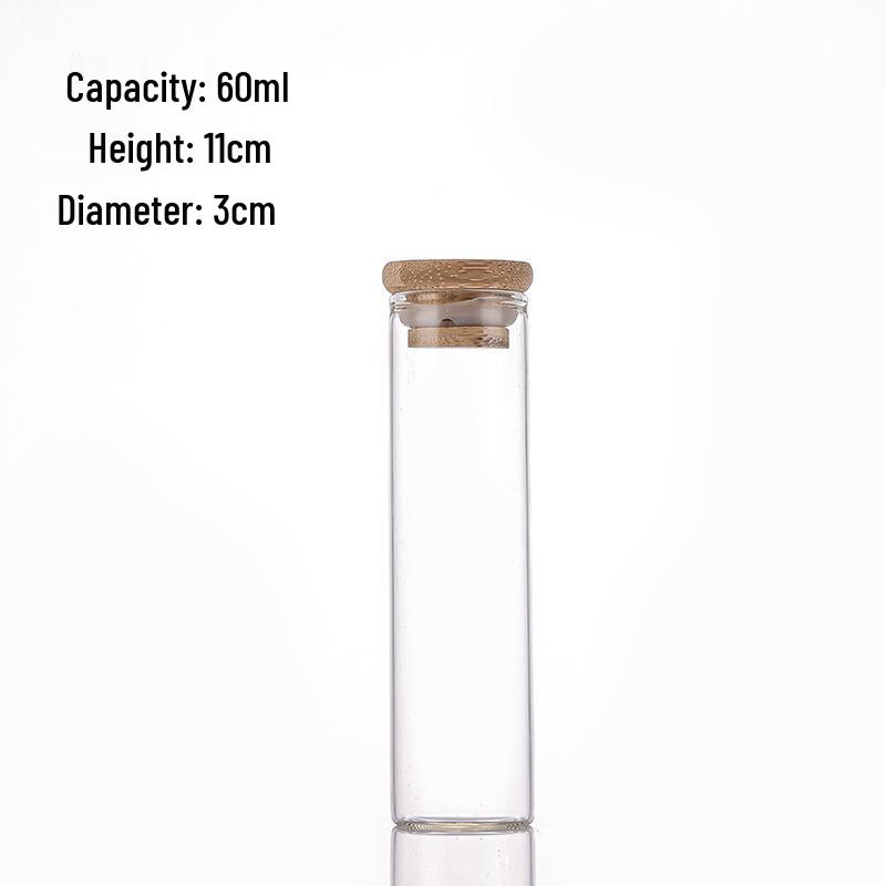 Available: Bamboo Lid Glass Test Tube 30mm with Rubber Ring Cork, Ideal for Flower Tea Storage, Moisture-Proof, and Portioning.