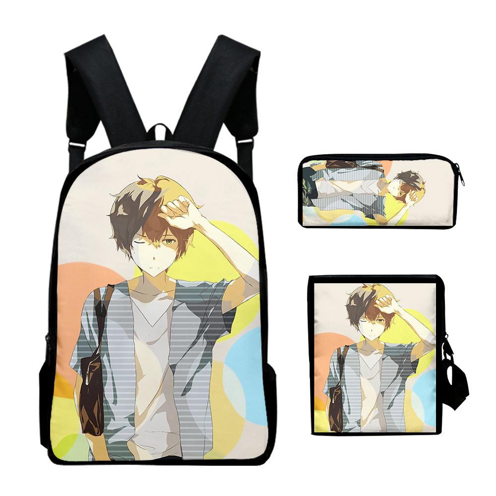 Timeless Unique Cool Danmachi 3D Design 3pcs/Set pupil Learner Bags Everyday Laptop Rucksack Backpack Sling Carry Tote Pencil Pouch