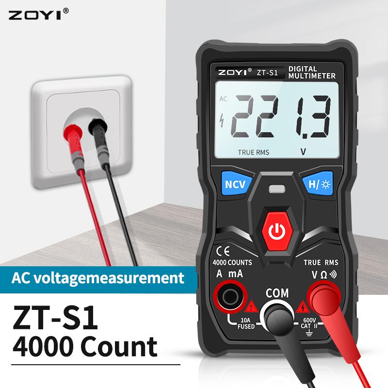 

ZOYI ZT-S1 Mini Digital Multimeter Smart Electrician Tester For DC/AC Voltage Current Ohm NCV Professional Multitester Backlit