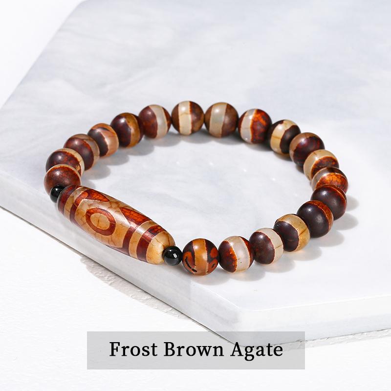 Tibetan Agate Barrel Beads Bracelet Women Men Retro Yoga Jewelry Gift