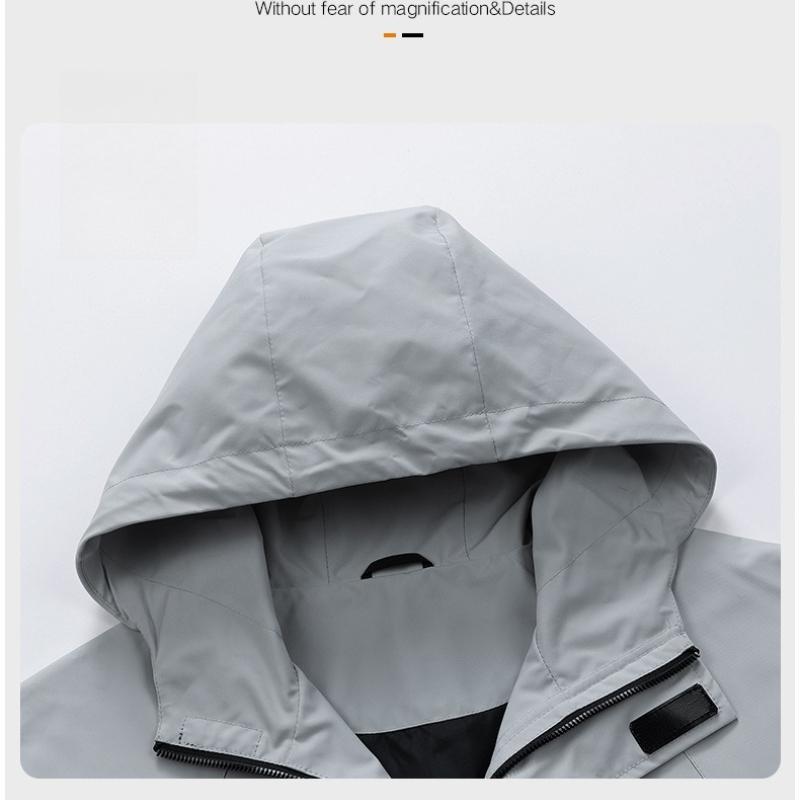 Versatile Coat Minimalist Hooded Jacket Men Gradient Loose Workwear Outdoor Waterproof Windproof Rushing Jacket Men Breathable Work Casual Jacket