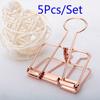5Pcs Rose Gold Metal Binder Clips Office Binding Supplies Paper Documents School Accessories Kawaii Photo Decorative Bookmark