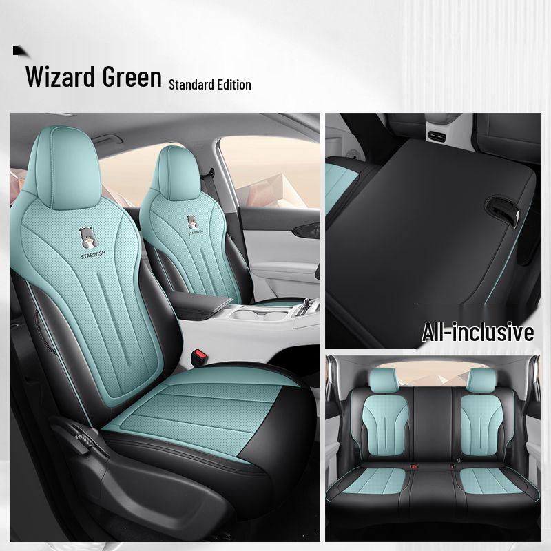 2025 Universal Geely Xingyuan Car Seat Cover Set: Four Seasons Full Surround Cushion Leather Fairy Green - Full Coverage